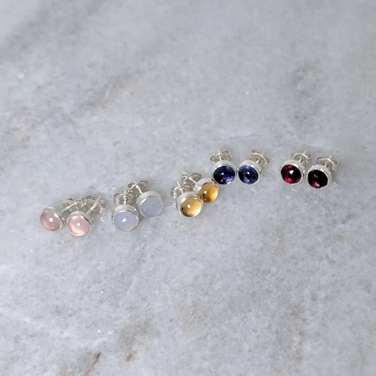 Gem Studs in Silver