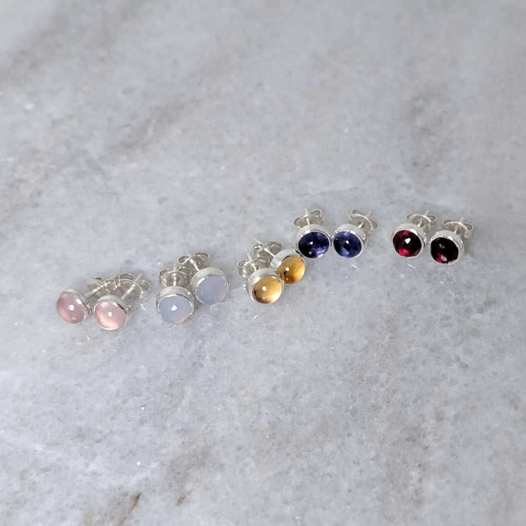 Gem Studs in Silver