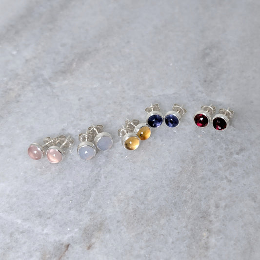 Gem Studs in Silver